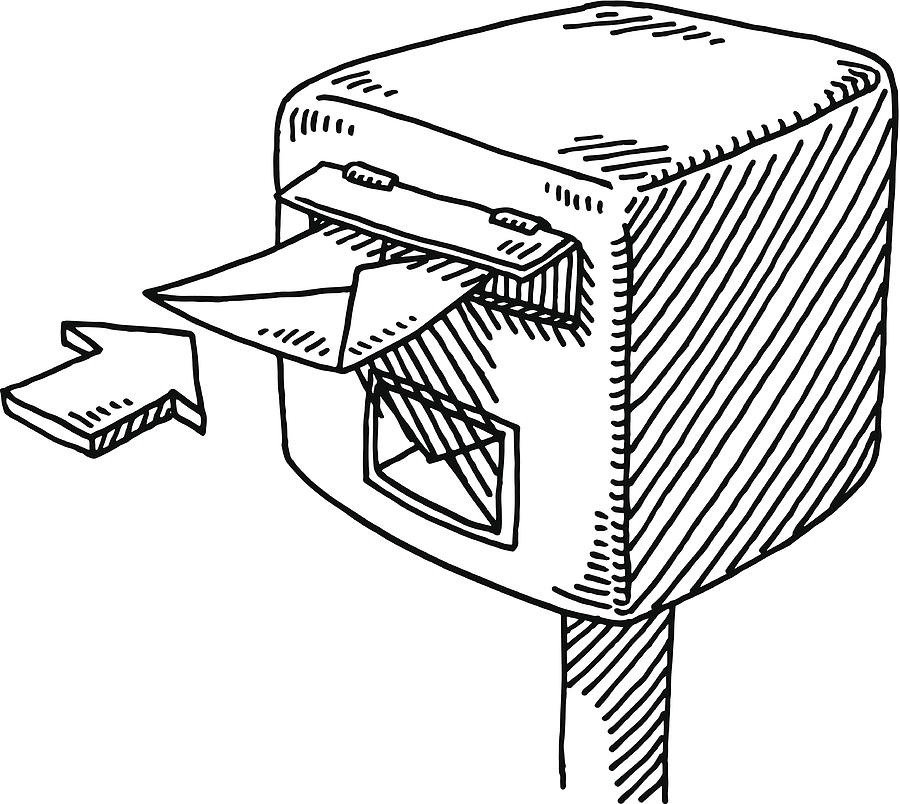 Mailbox Inserting Letter Arrow Drawing Drawing by FrankRamspott