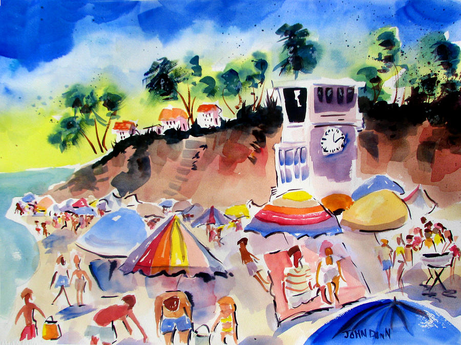 Umbrella Painting - Main Beach Laguna by John Dunn