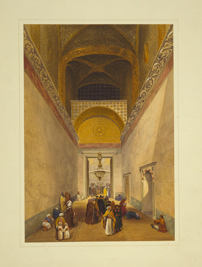 Main entrance to the mosque Painting by Celestial Images