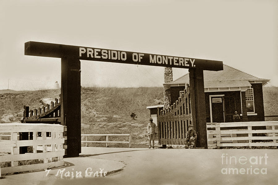 Main Gate Photograph - Main Gate Presidio of Monterey California circa 1930 by Monterey County Historical Society