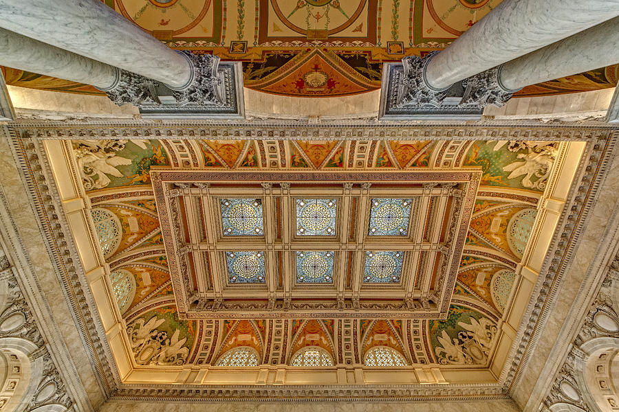 Main Hall Ceiling Library Of Congress Photograph by Susan Candelario