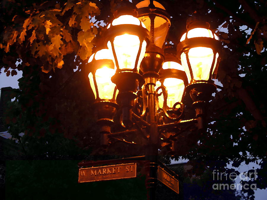Main Street Gaslights - Abstract Photograph by Jacqueline M Lewis
