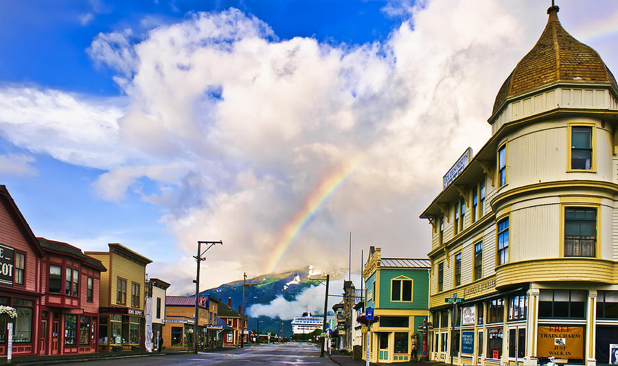 Main Street of Skagway and Rainbow Photograph by Betty Eich