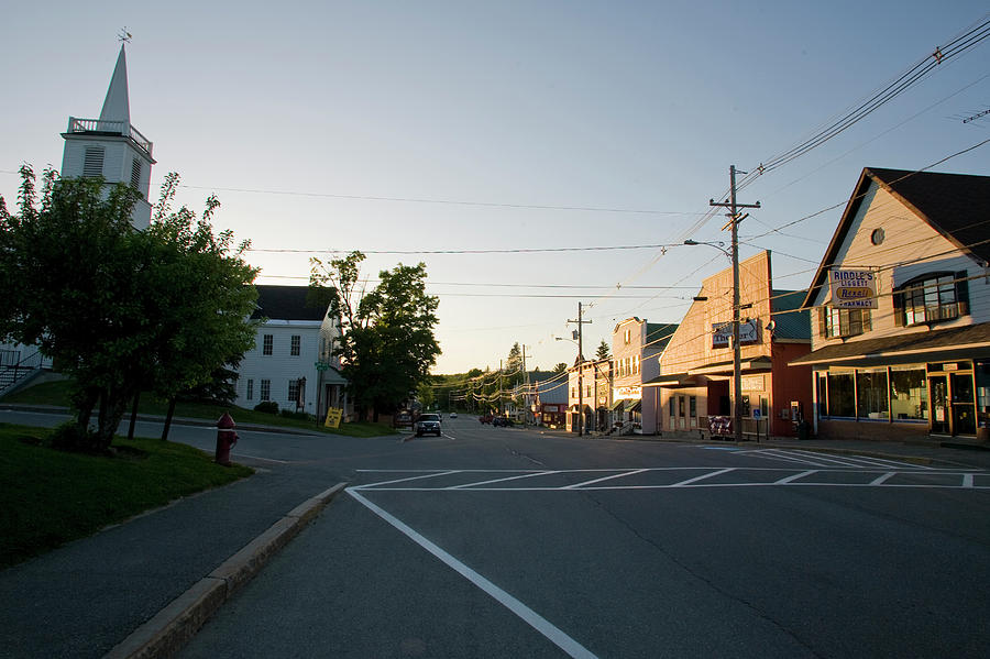 Sunset Photograph - Main Street, Rangeley, Maine by Nick Lambert