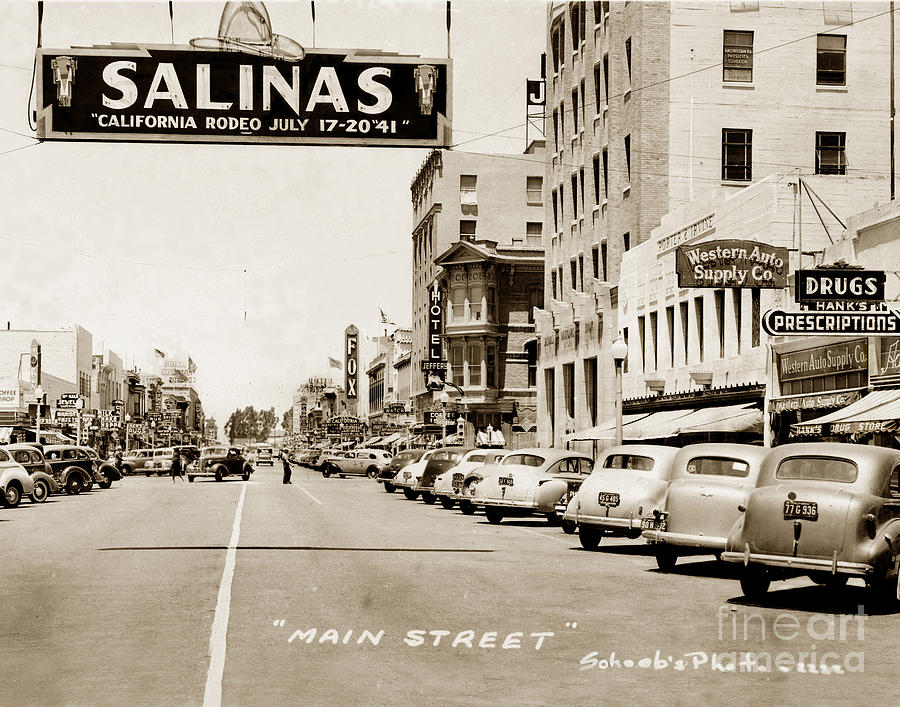 Main Photograph - Main Street Salinas California 1941 by Monterey County Historical Society