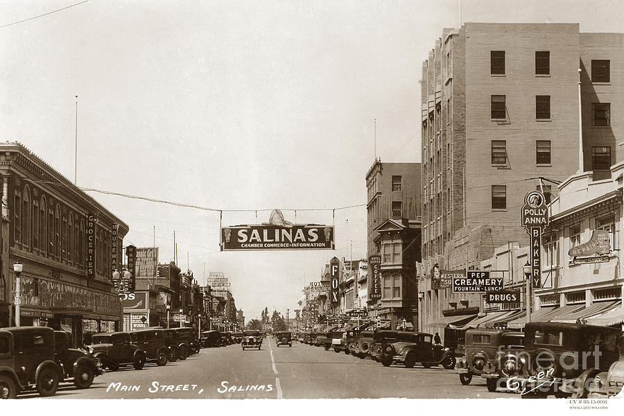 Main Street Photograph - Main and E. Alisal Streets Salinas Circa 1931 by Monterey County Historical Society