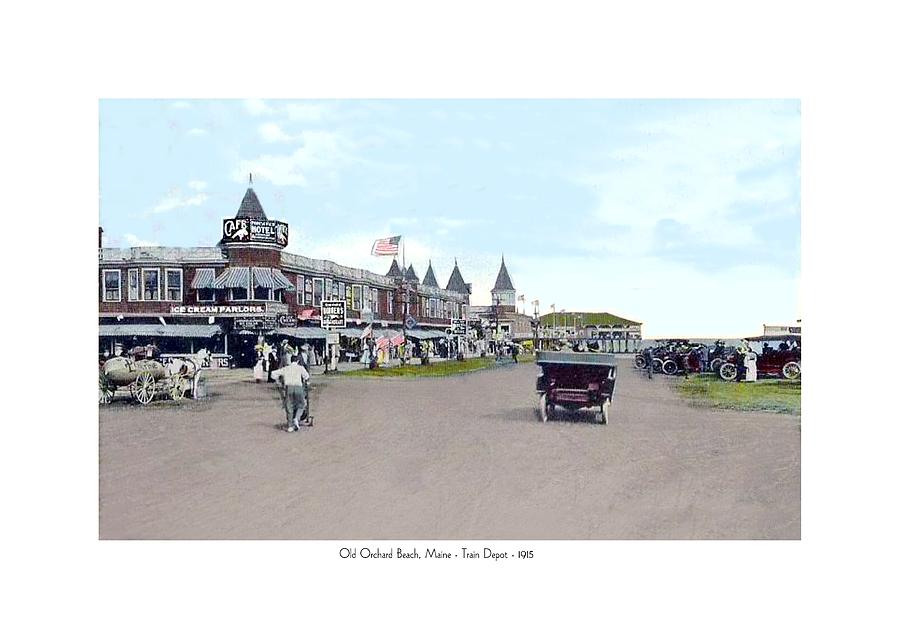 Maine - Old Orchard Beach Train Depot - 1910 Digital Art by John Madison