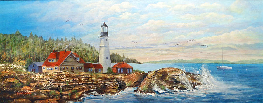 Maine Atlantic Lighthouse Painting by Anthony DiNicola