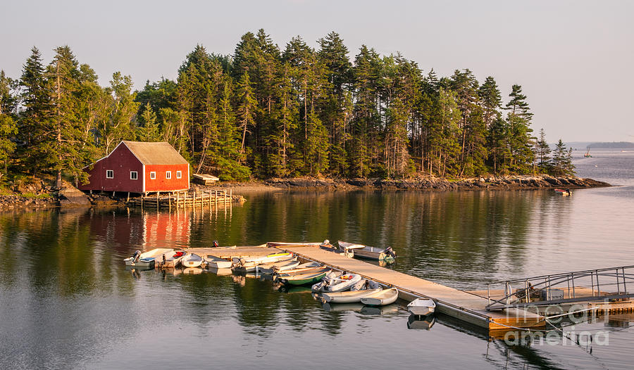 Harborside Maine Boathouse and Dock Photograph by Jerry Fornarotto