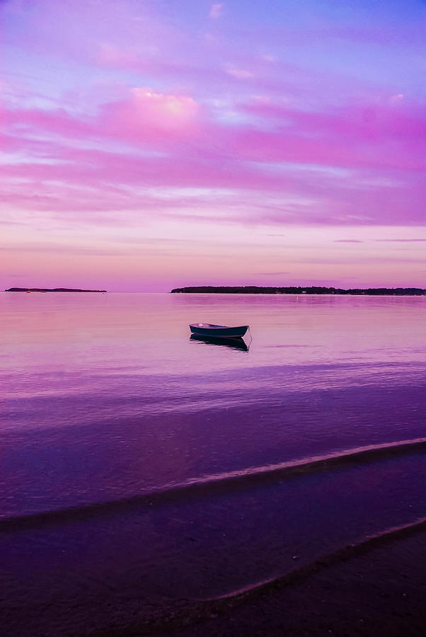 Sunset Photograph - Maine Coast Boat  by Waylon  Wolfe