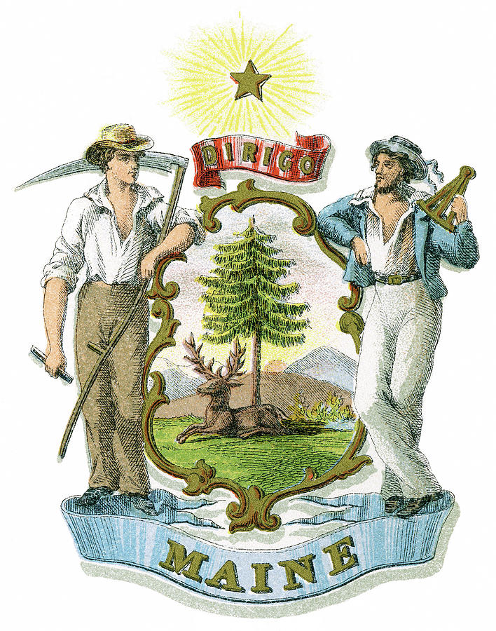 Maine Coat Of Arms Painting by Granger