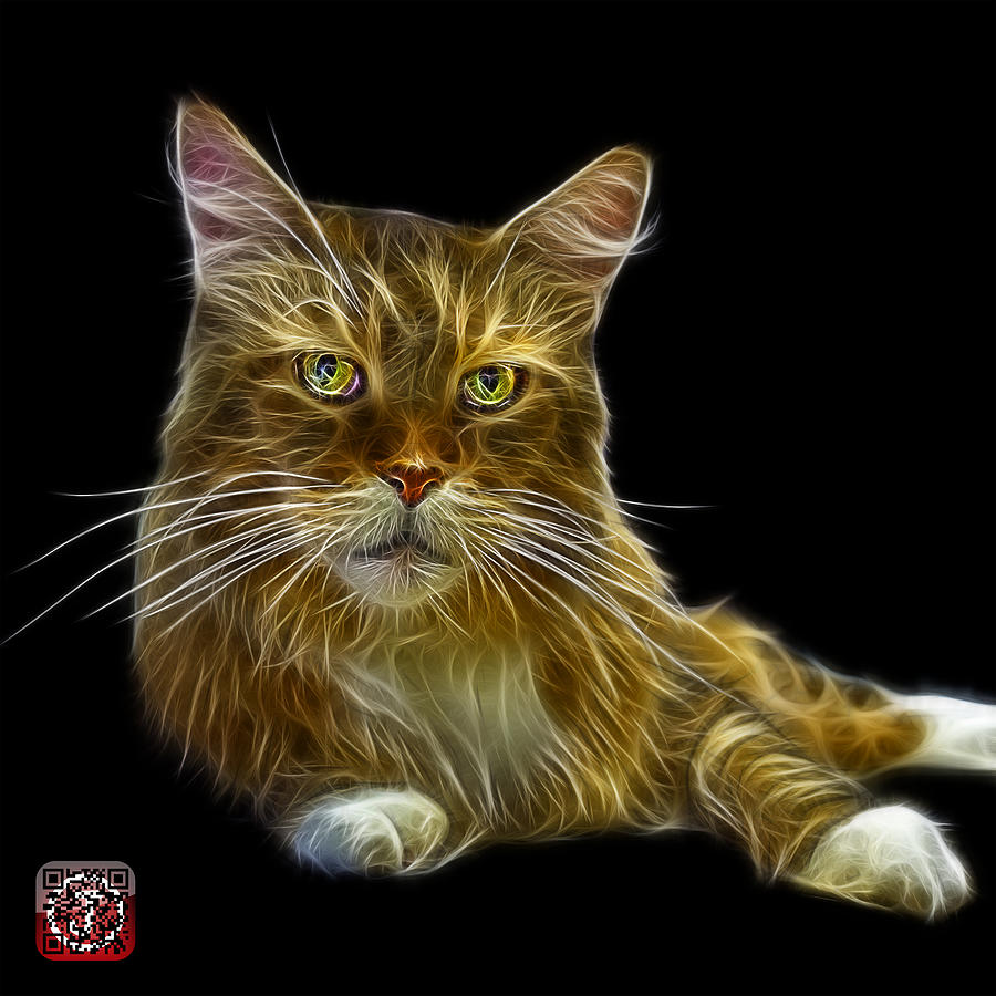 Maine Coon Cat - 3926 - BB Painting by James Ahn