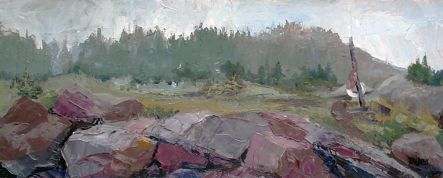 Maine Seascape Painting - Maine Cove In Fog by J R Baldini Maine Seascape Painting - Maine Cove In Fog by J R Baldini
