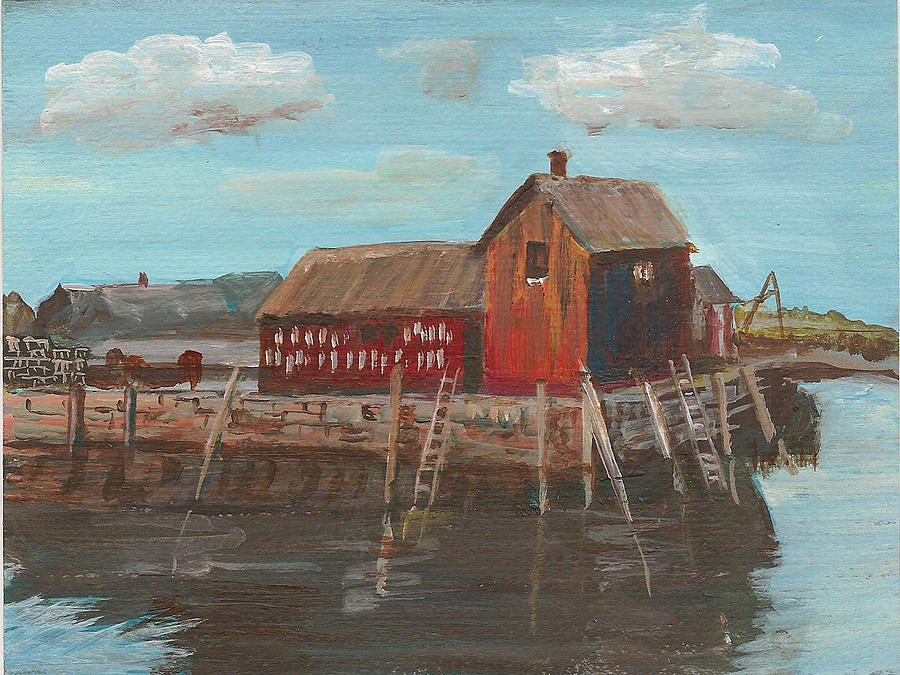 Maine Fishing Shack Painting by Christine Lathrop