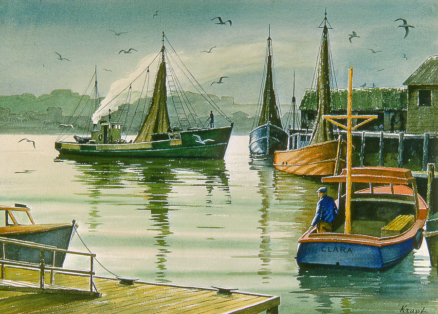 Boat Painting - Maine Harbor by Paul Krapf