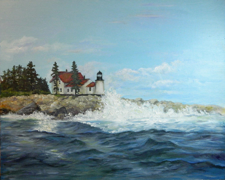 Maine Lighthouse Painting by Sandra Nardone