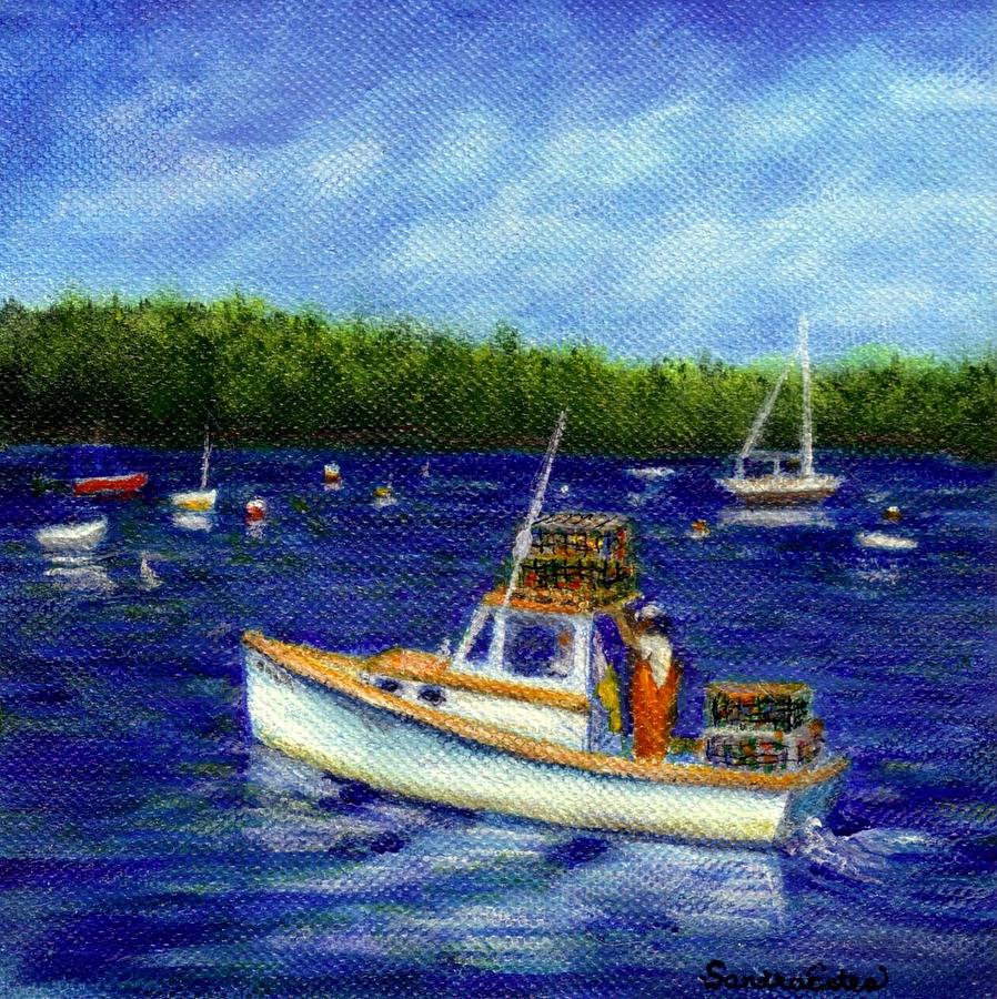 Maine Lobster Boat Painting by Sandra Estes
