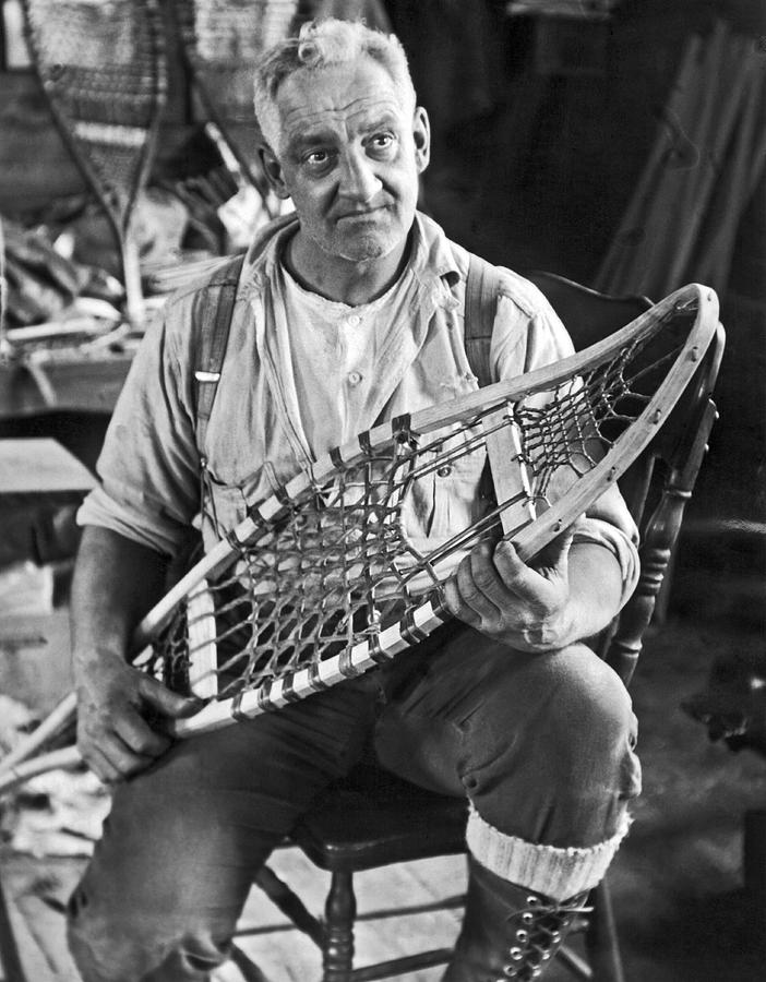 Maine Man Makes Snowshoes Photograph by Underwood Archives
