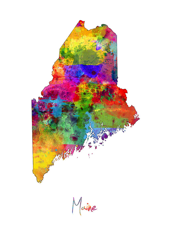 Maine Map Digital Art by Michael Tompsett