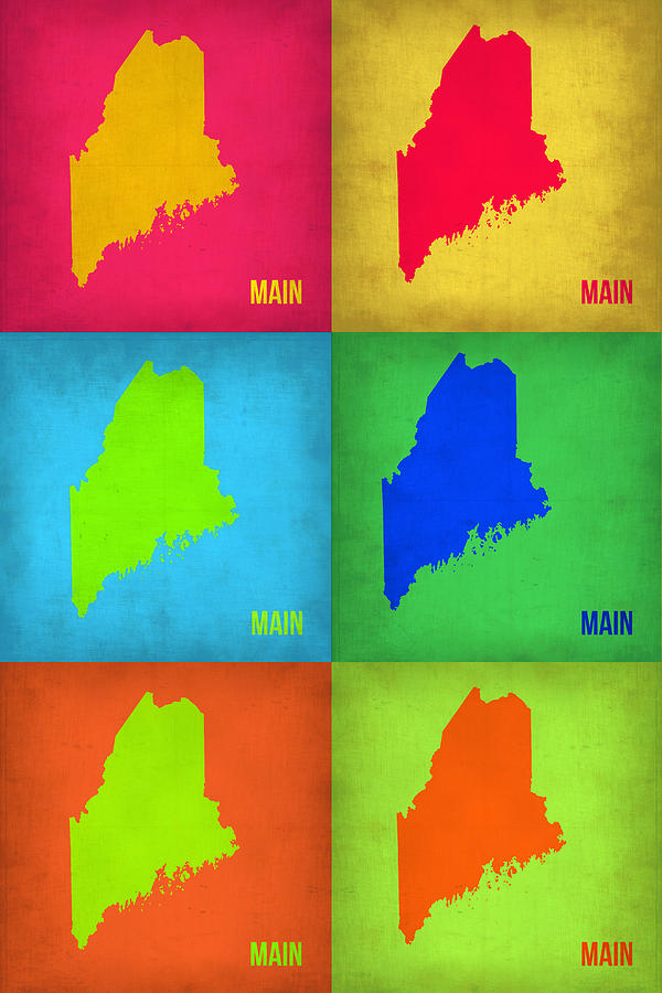 Maine Map Painting - Maine Pop Art Map 1 by Naxart Studio