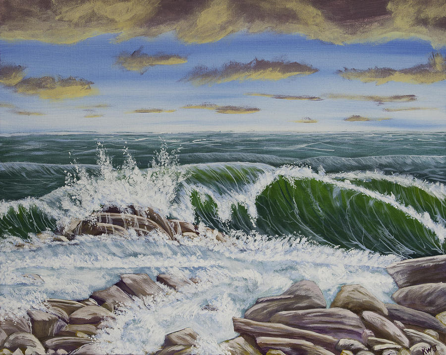 Crashing Waves At Pemaquid Point Maine Painting by Keith Webber Jr