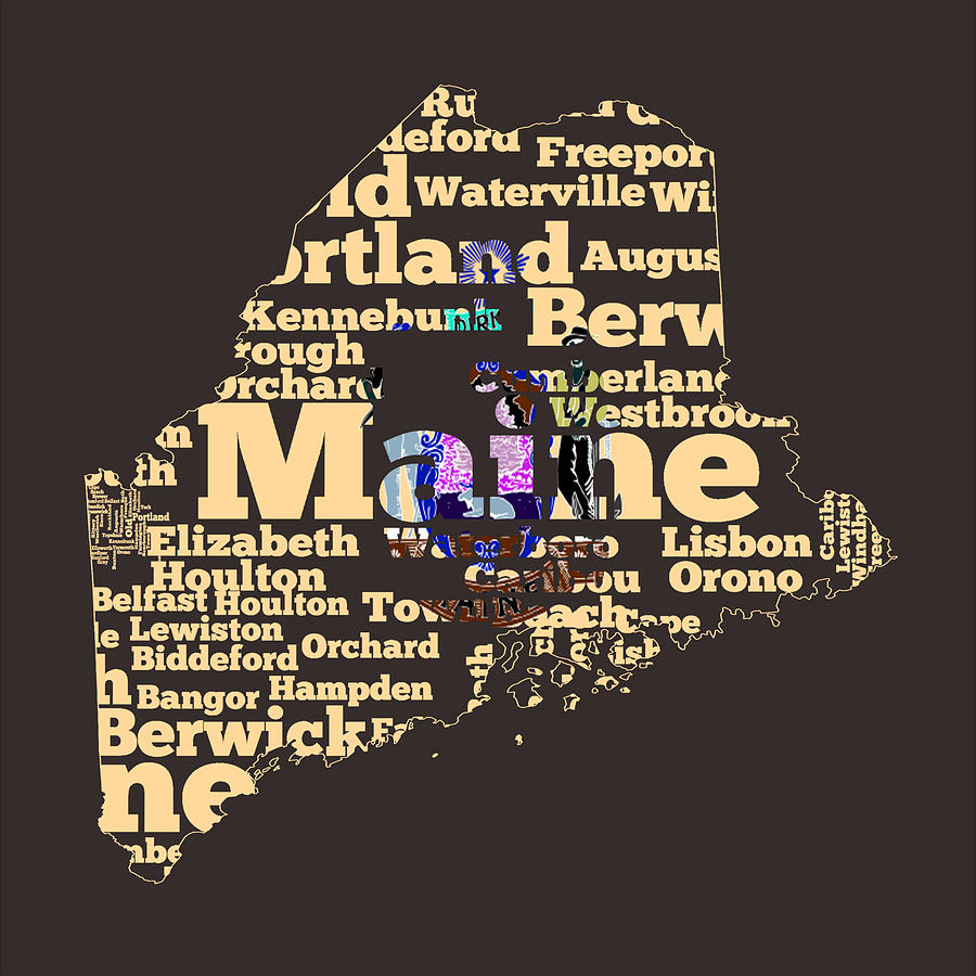 Maine Word Cloud 2a Digital Art by Brian Reaves