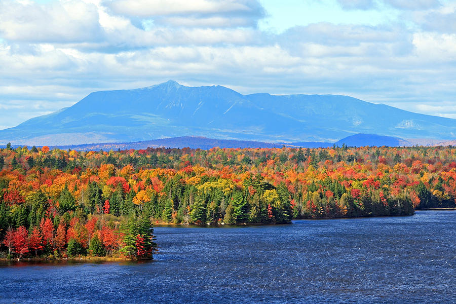 Fall Photograph - Maines Mt. Katahdin in Autumn by Barbara West