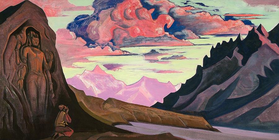 Nicholas Roerich Painting - Maitreya the Conqueror by Nicholas Roerich