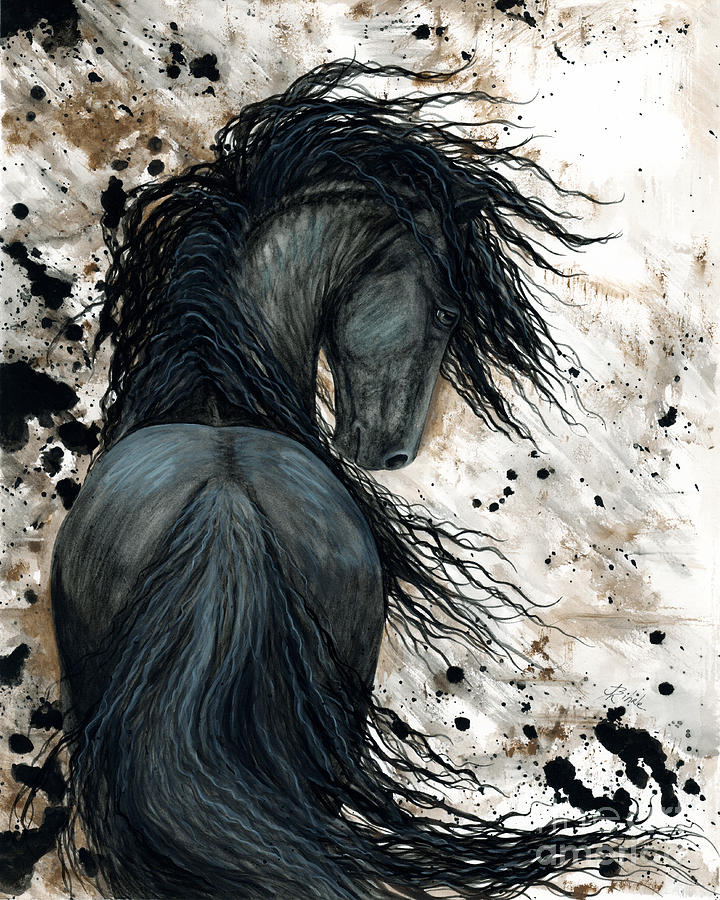Horse Painting - Majestic Friesian Horse 123 by AmyLyn Bihrle