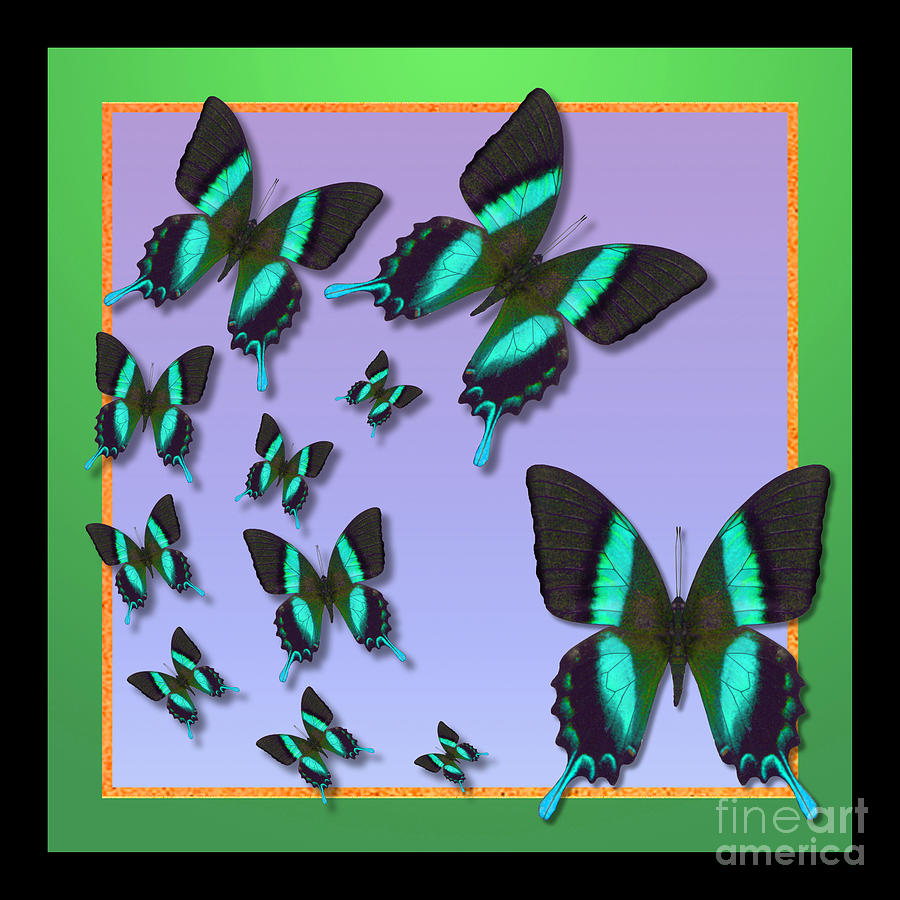 Majestic Green Swallowtail Butterflies Digital Art