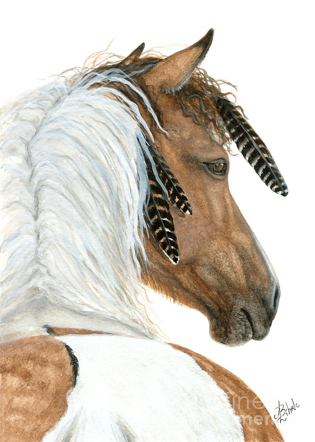 Feather Painting - Majestic Curly Horse by AmyLyn Bihrle