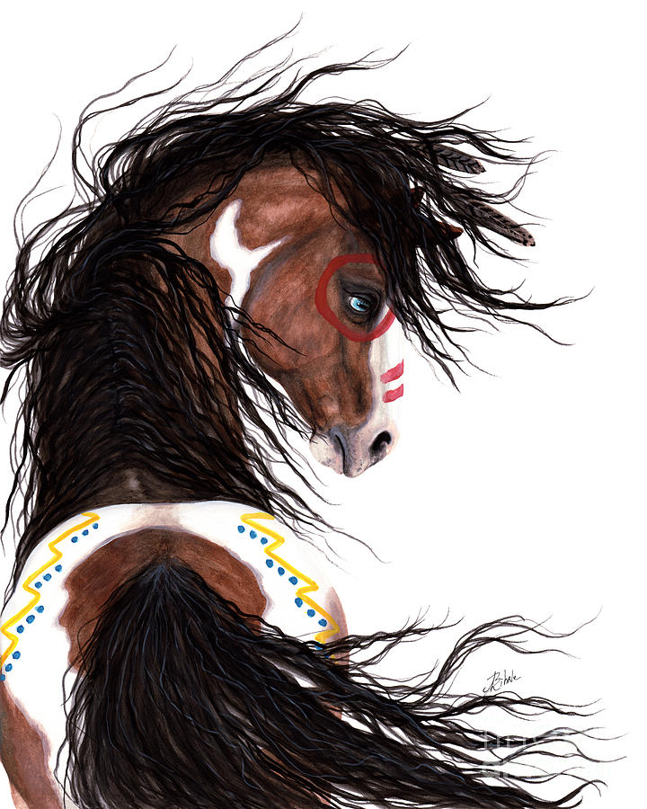 Majestic Horse Two Feather Painting by AmyLyn Bihrle