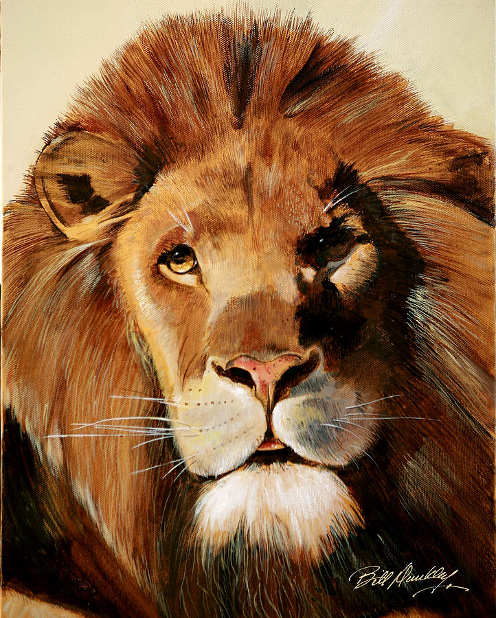 Majestic Lion Painting by Bill Dunkley