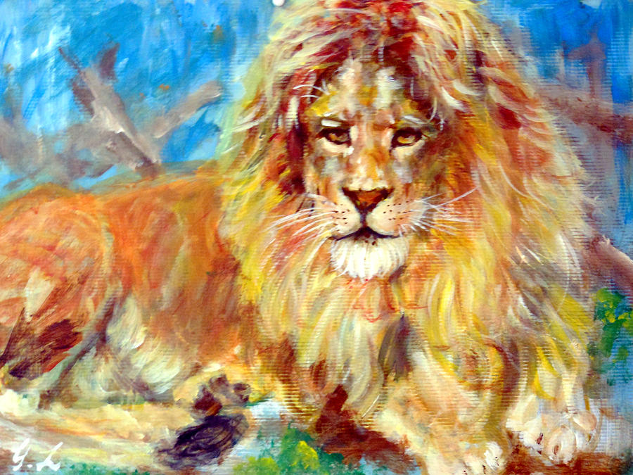 Lion Painting - Majestic Lion by Gilbert Lam
