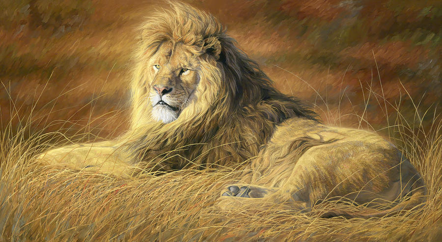 Lion Painting - Majestic by Lucie Bilodeau