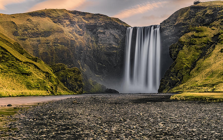 Majestic Of Skogafoss Waterfall In The Morning Sunrise Photograph by Dhwee
