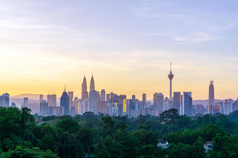 Majestic sunrise over downtown Kuala Lumpur, Malaysia Photograph by Shaifulzamri