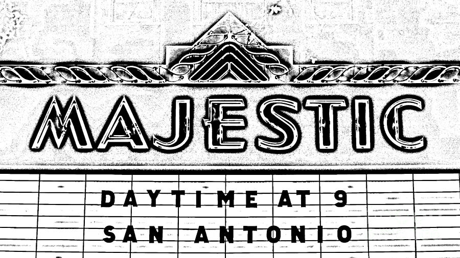 Majestic Theater Marquee Classic Cinema Americana San Antonio Black and White Digital Art Digital Art by Shawn OBrien