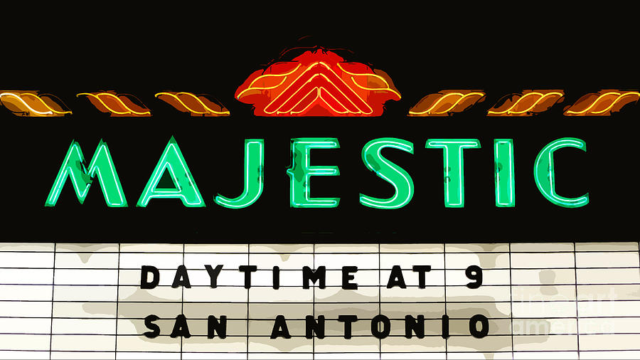 Majestic Theater Marquee Classic Cinema Americana San Antonio Cutout Digital Art Photograph by Shawn OBrien