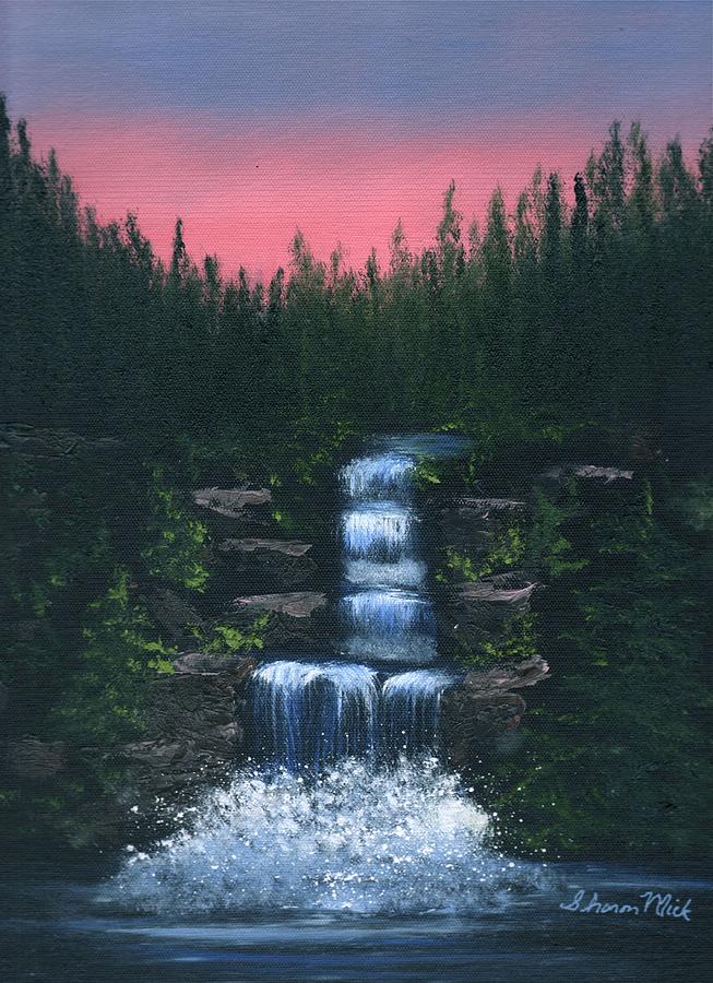 Majestic Waterfall Painting by Sharon Mick