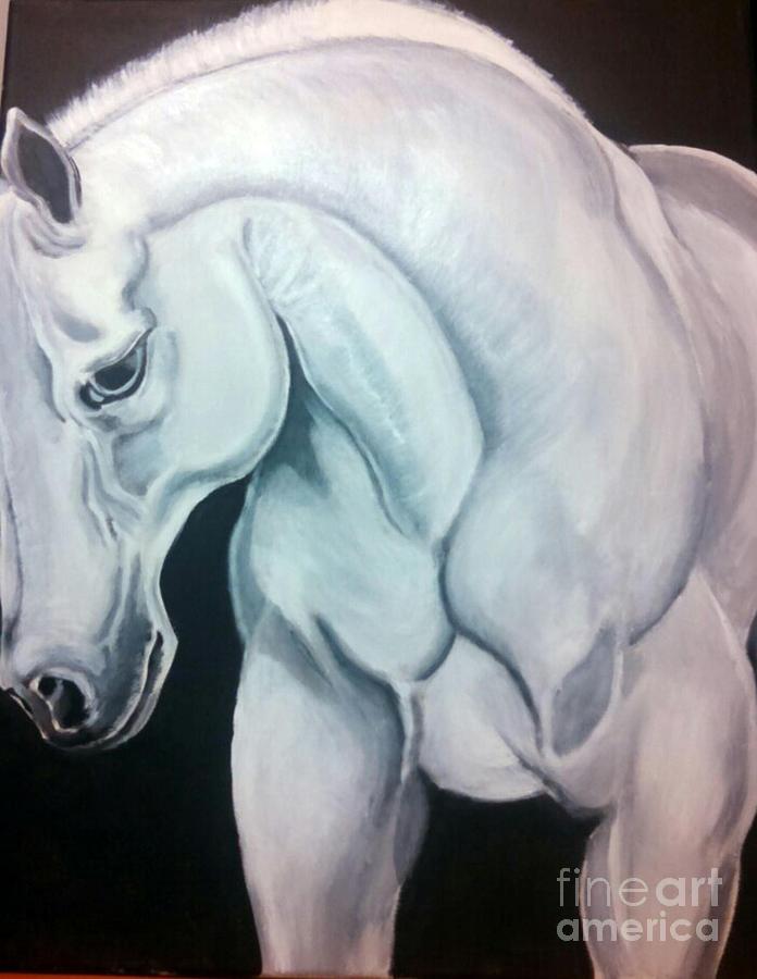 White Horse Painting - Majesty In White by Kevin F Bell