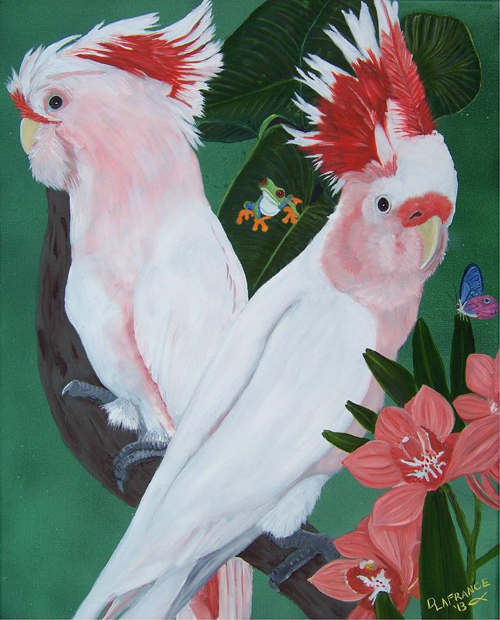 Cockatoo Painting - Major Mitchell Cockatoos by Debbie LaFrance
