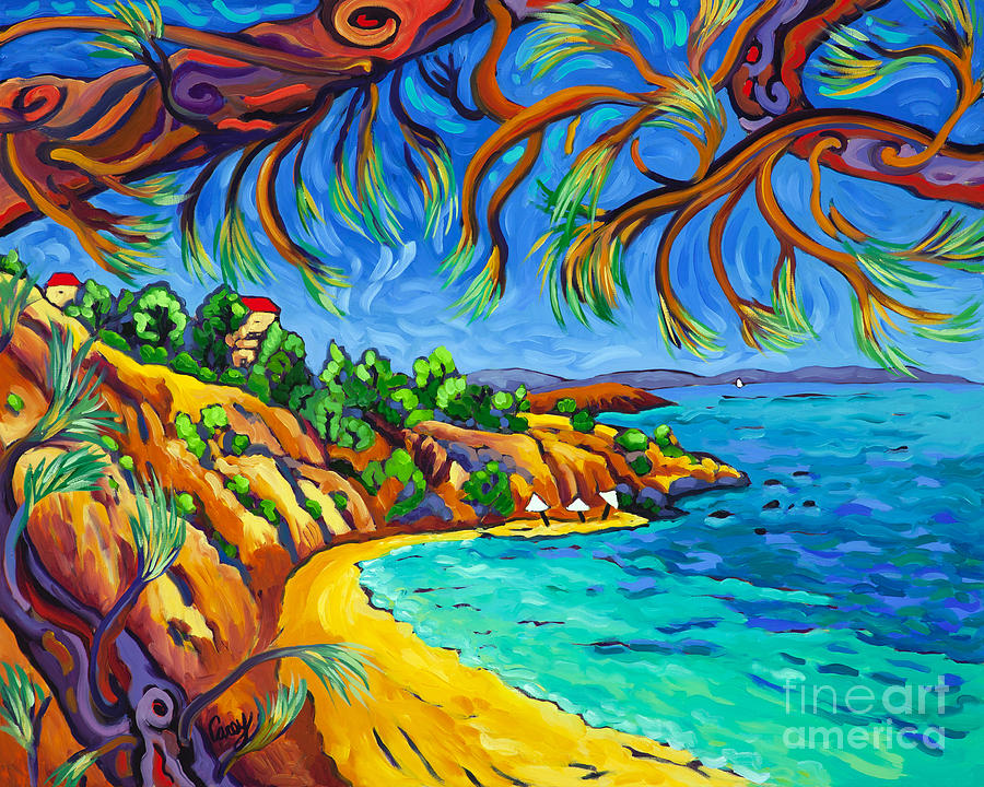 Majorcan Pines at Puerto Portals Painting by Cathy Carey
