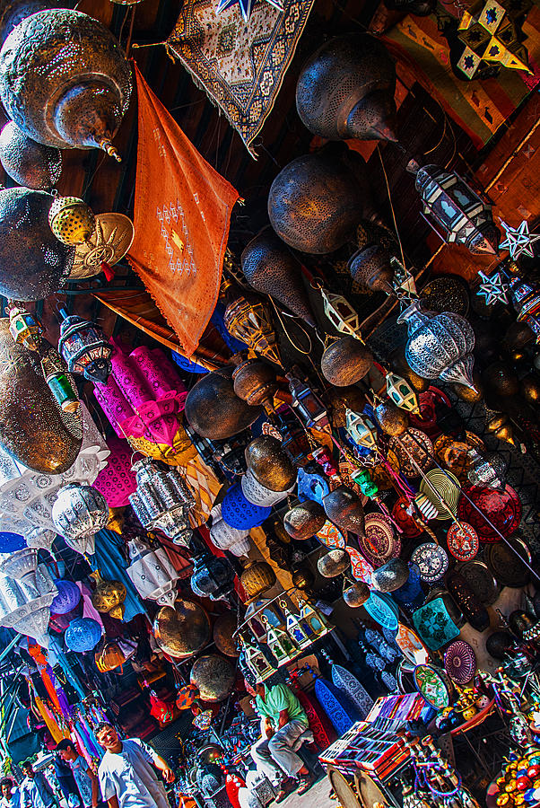 Majorel blue lanters dot the lush display of colors near Jemaa el Fna by Ellie Perla Majorel blue lanters dot the lush display of colors near Jemaa el Fna by Ellie Perla