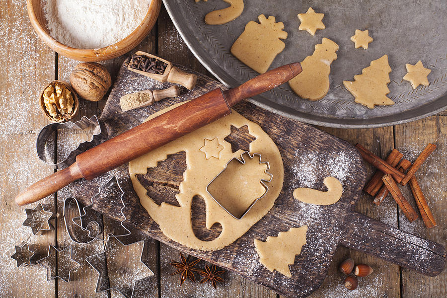 Making Christmas Cookies with traditional gingerbread cookies ingredients Photograph by Eli_asenova
