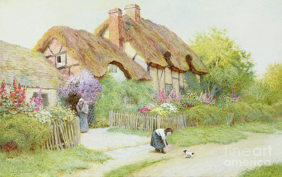 Thatched Painting - Making Friends  by Arthur Claude Strachan