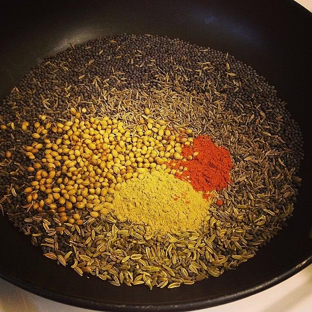 Spices Photograph - Toasting My Spice Paste by Anne Szadorska