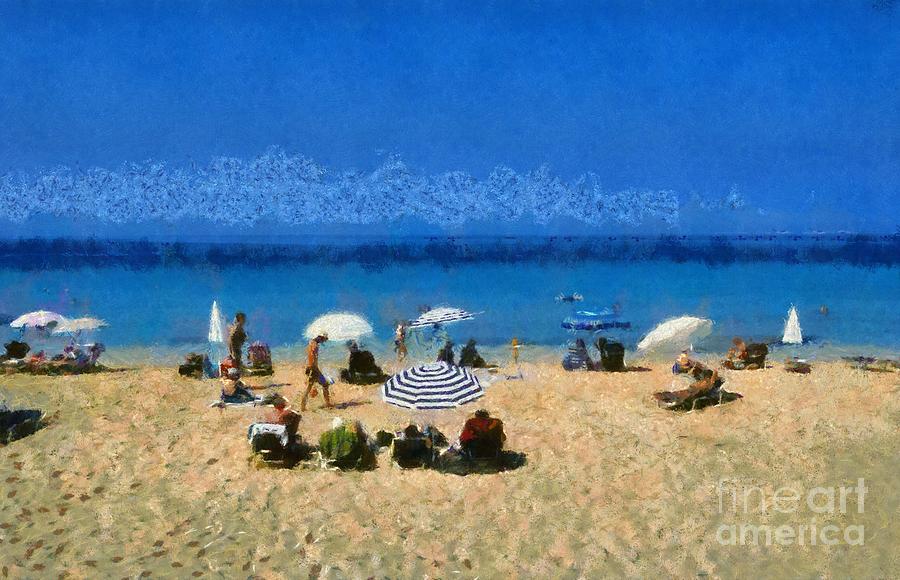 Makris Gialos beach in Kefallonia island Painting by George Atsametakis
