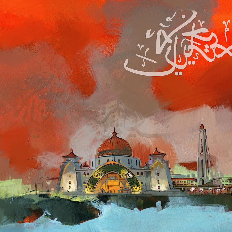 Malacca Straits Mosque Painting by Corporate Art Task Force