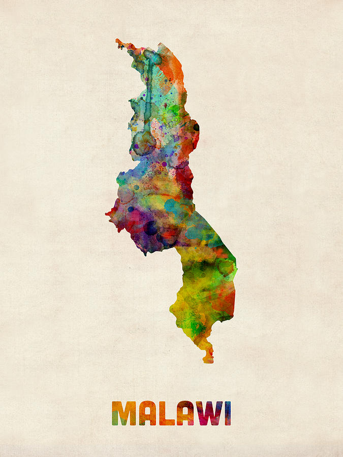 Malawi Watercolor Map Digital Art by Michael Tompsett